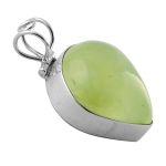 925 sterling silver tear drop green prehnite gemstone pendant